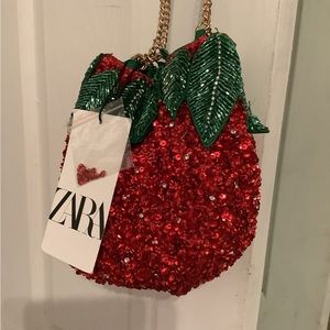 NWT Zara Strawberry Sequin Bag